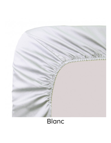 DRAP HOUSSE 80 x 200 cm BLANC VERITABLE PERCALE DE COTON Bonnet de 30 cm